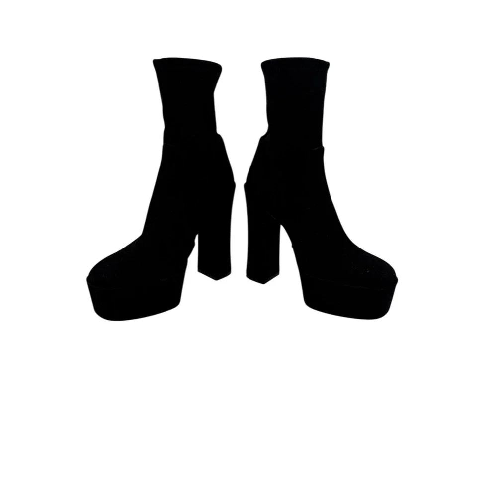New! Stuart Weitzman Skyhigh 145 Stuart Platform Boot Black Suede‎ Sz 8.5 $550